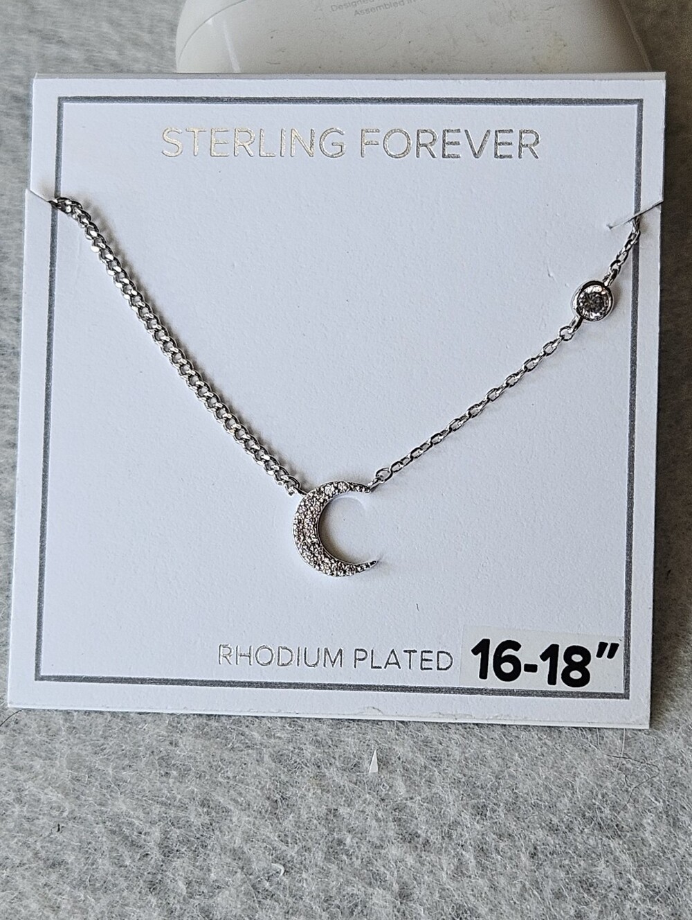 Sterling Forever Cubic Zirconia Crescent Moon Pendant Necklace